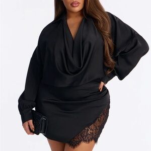 Fashion Nova Black Mini Skirt with Lace Detail